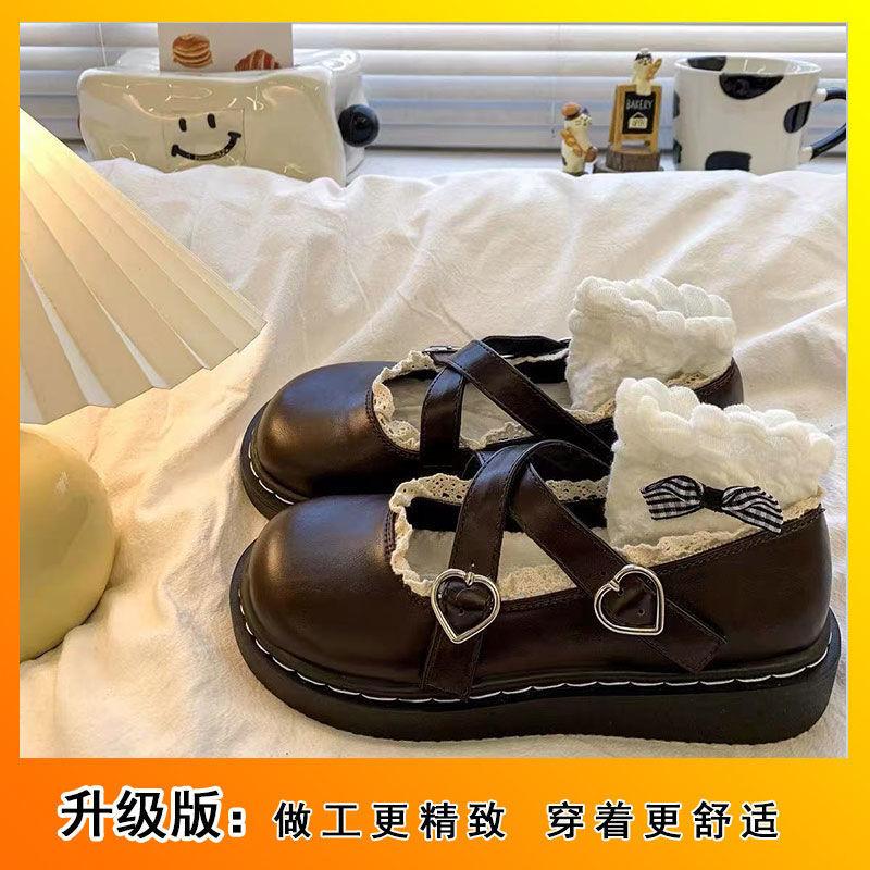

2025 winter new women s shoes Japanese flat-soled small leather shoes women s jk thick-soled niche design sense round head Mary Jane 40