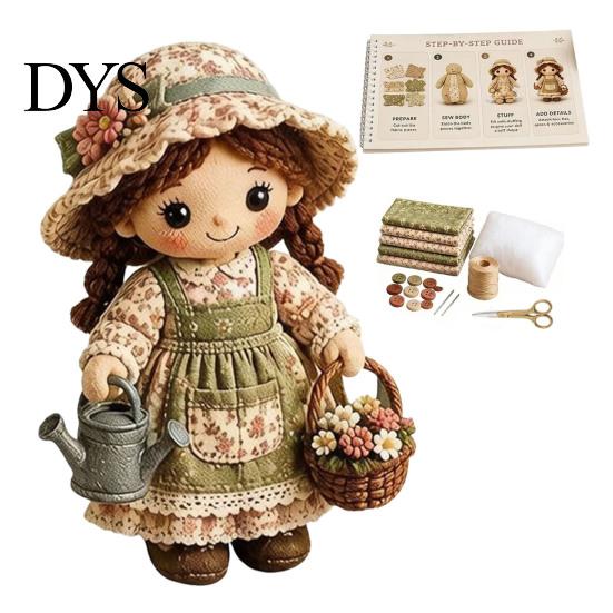 Zestawy do szycia do wystroju domu Patchwork Lalka Zestaw DIY, Urocza postać z tkaniny wypchana Rękodzieło Kwiatowa Dziewczynka Zestaw do rękodzieła dla dorosłych, Prezent Materiały rzemieślnicze