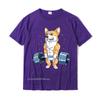 Corgi Levantamento de Peso Engraçado Levantamento Terra Homens Fitness Academia Treino Design de Camiseta Premium Camiseta Fofa Algodão Masculina Camiseta Hip Hop