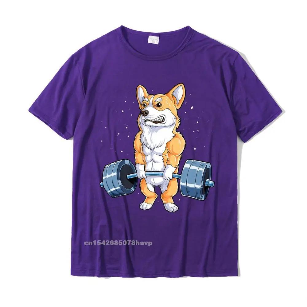 Corgi Levantamento de Peso Engraçado Levantamento Terra Homens Fitness Academia Treino Design de Camiseta Premium Camiseta Fofa Algodão Masculina Camiseta Hip Hop