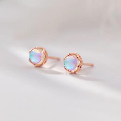 Moonstone Stud Earrings Women's Aurora Earrings Temperament Simple Niche Design Earrings