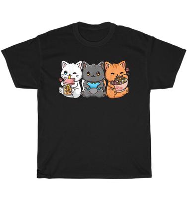 Anime Boba Tee Bubble Tea Gaming Gamer Ramen Katze Kätzchen Haustierliebhaber T-Shirt Unisex