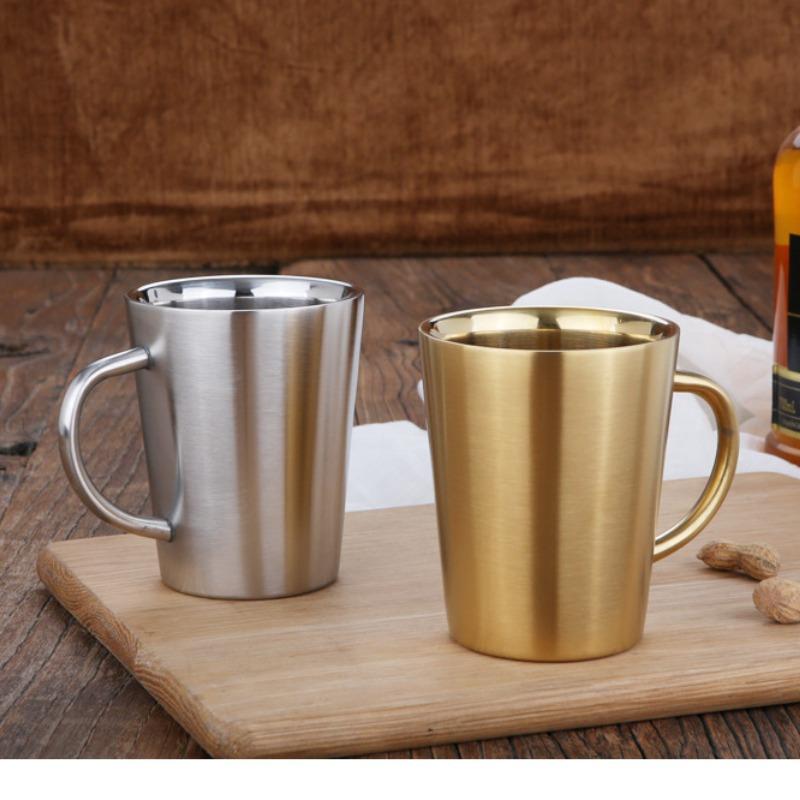 300ml Water Cup Home Dining Drinkware Mugs Stainless Steel Beer Cup Coffee Mugs with Handle