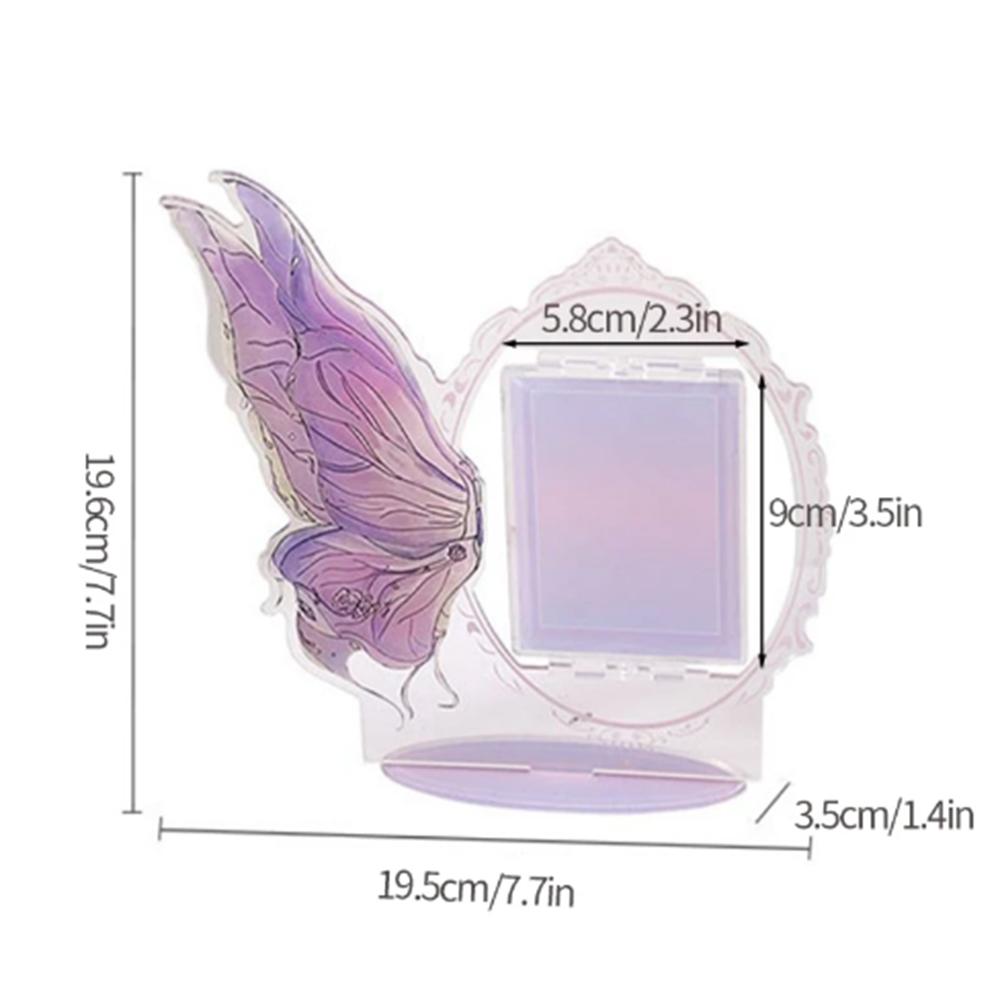 JESJELIU 3 Inch Acrylic Kpop Photocard Holder Butterfly Standing Card Holder Idol Photo Card Frame Display Case Desktop Decor