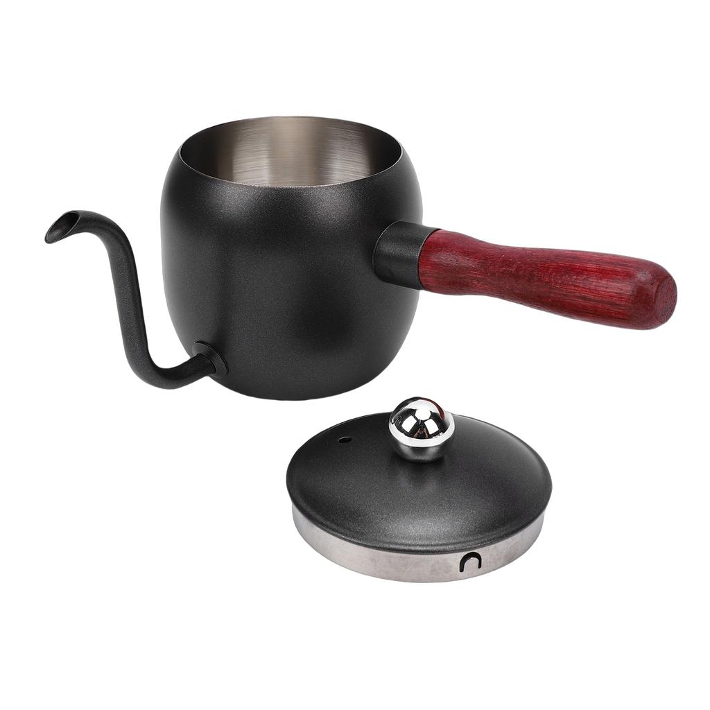 Ceainic pentru cafea Pour Over 500ml Oțel inoxidabil 304 Gât de lebădă Ceainic pentru cafea prin picurare cu mâner de lemn pentru camping