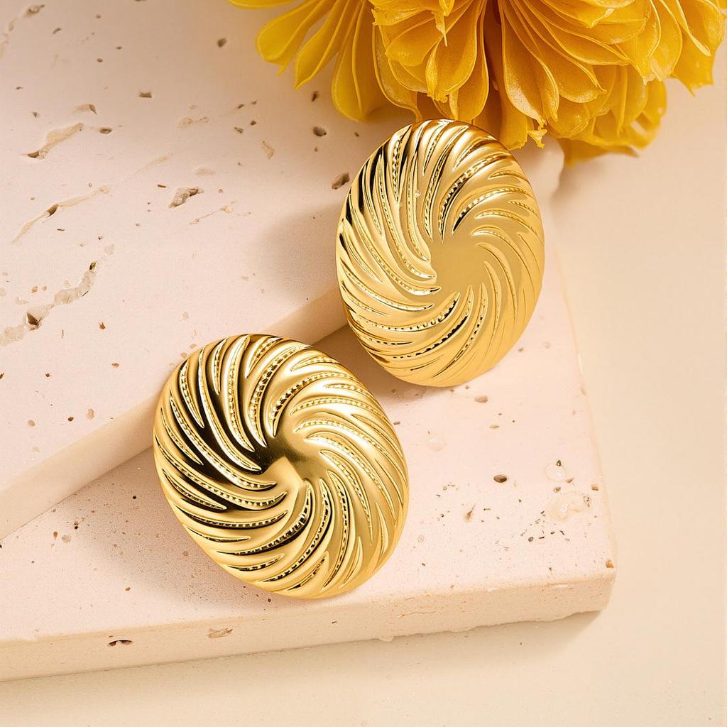 Geometric Irregular 18k Gold Titanium Steel Earrings for Women
