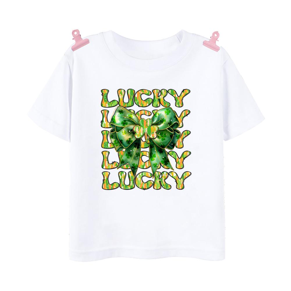 Rainbow Lucky Print Kids Shirts St Patricks Day Party Boys Girls Outfit Tshirt Holidy Child Short Sleeve Tops Toddler T Shirt