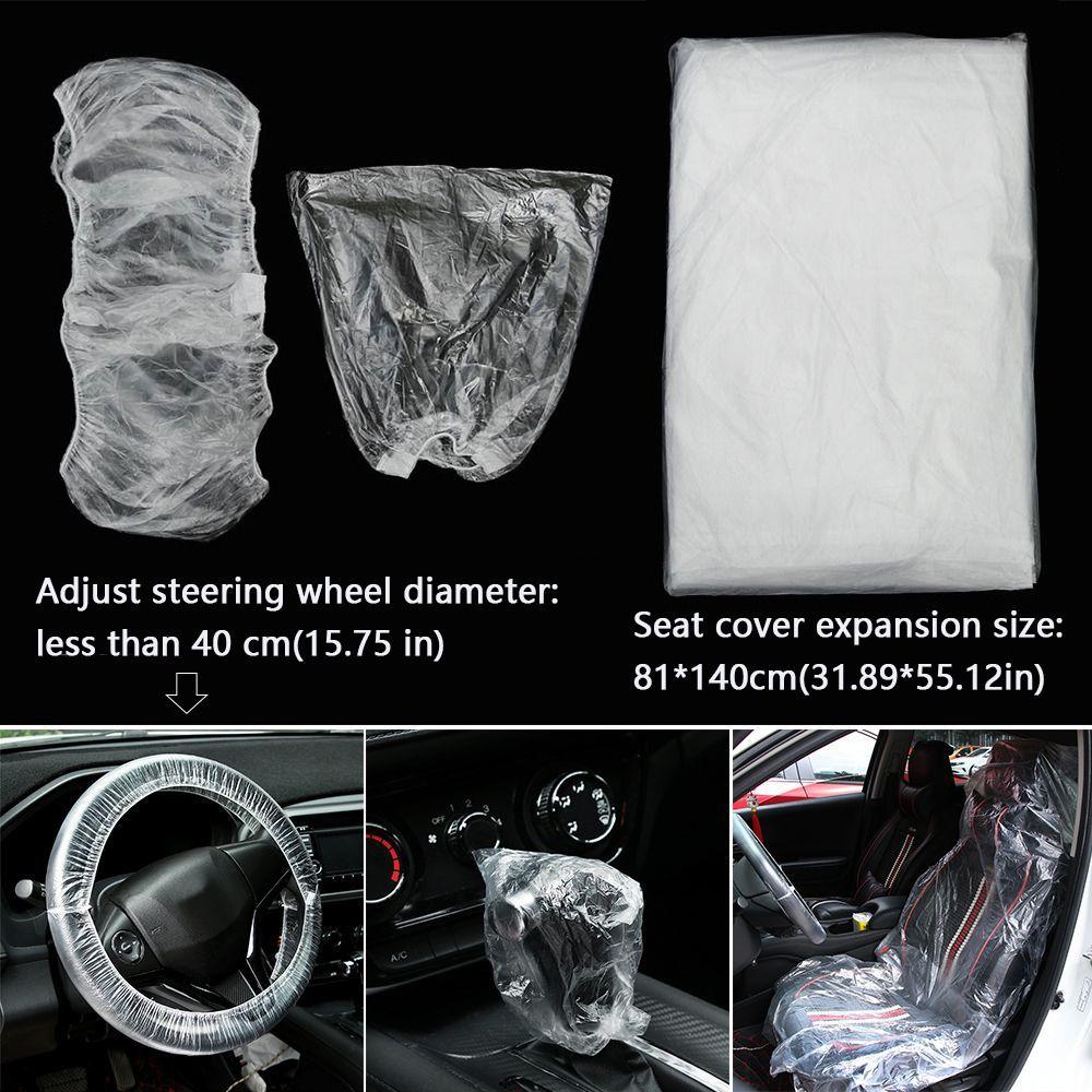 Protection Bags Transparent Plastic Steering Wheel Cover Seat Cover Disposable Car Lever Cover