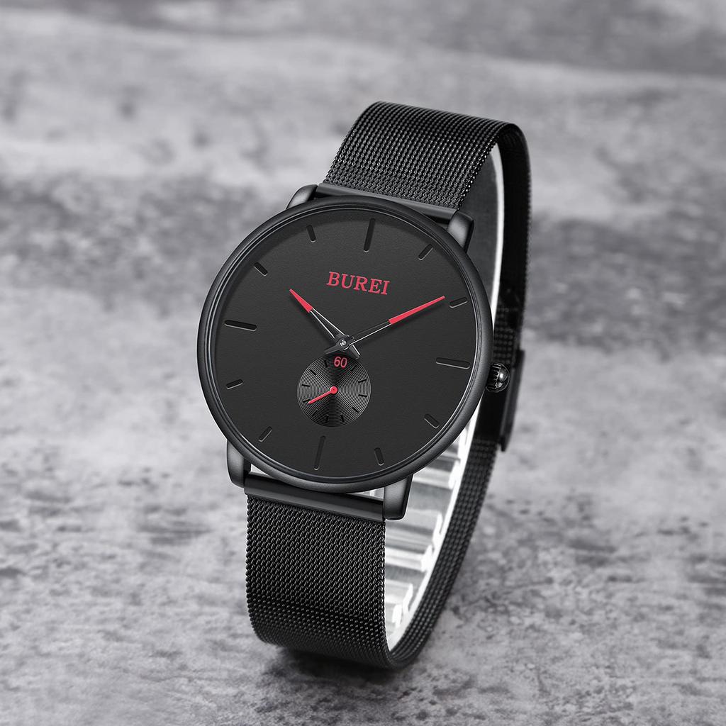 Simple Stylish Brand Popular Ultra Thin Lightweight Analog Watch Business Waterproof Quartz Arm Watch 01 [BUREI] Men's Men's