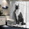 1pc Black White Cat Shower Curtain Monochrome -   With Hooks Waterproof Mildew Proof Easy Install Washable