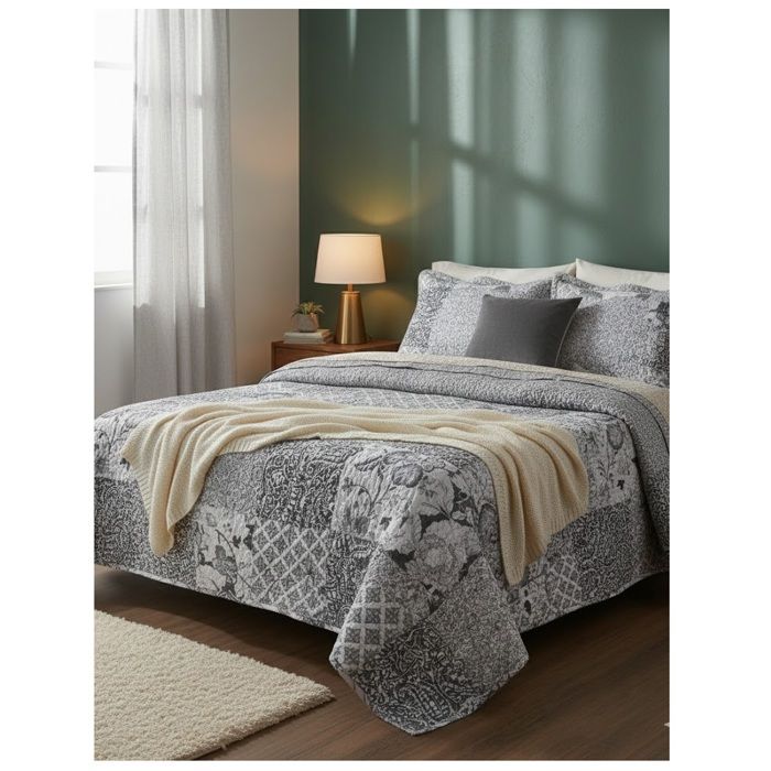 Couvre lit + taies 260 x 240 cm floral Octavie