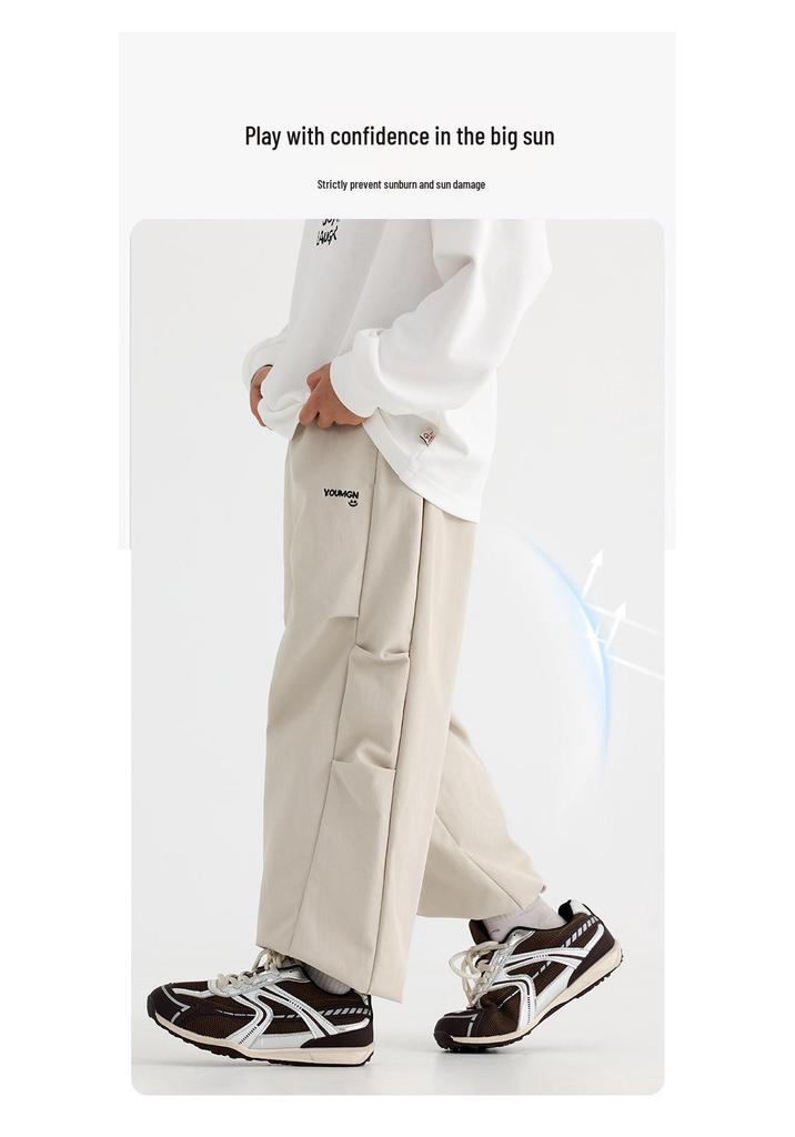 Autumn Trendy Boys' Casual Outdoor Workwear Sweatpants - Loose Straight-Leg, Comfortable Children's Pants