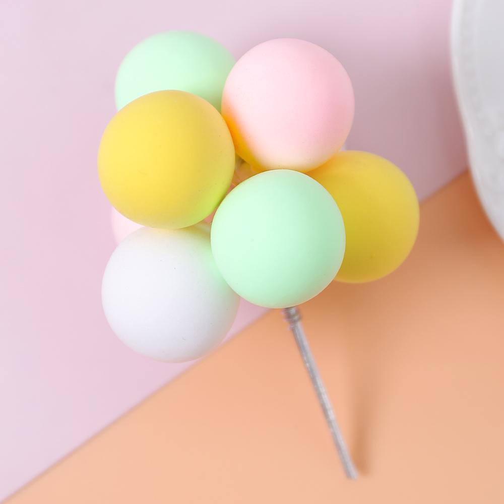 Cake Topper Color Mixing Ball Happy Birthday Cake Topper Decoration DIY Cupcake Flag Ornament Wedding Christmas Ball Gifts Decor