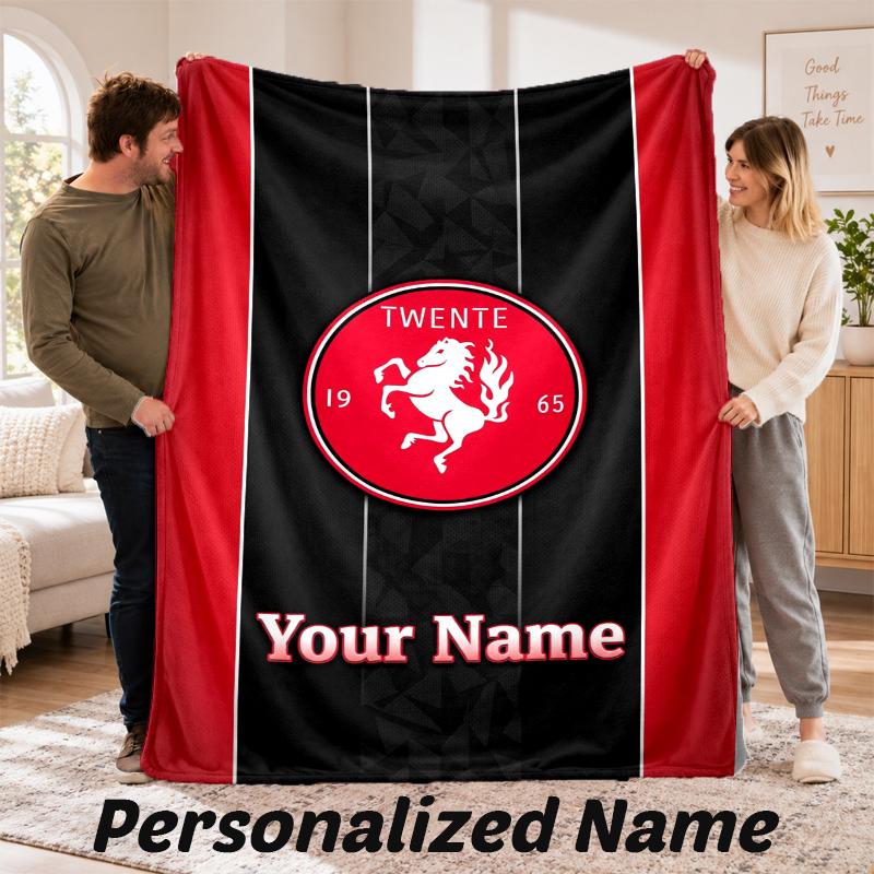 FC Twente Personalized Flannel Blanket Custom Name Text Soft Throw Blanket Home Decor