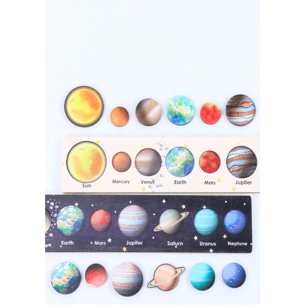 New Montessori Wooden Toys Eight Planets Puzzle Earth Sun Solar System Planets Planets Cognition Educational Toys Children Gifts