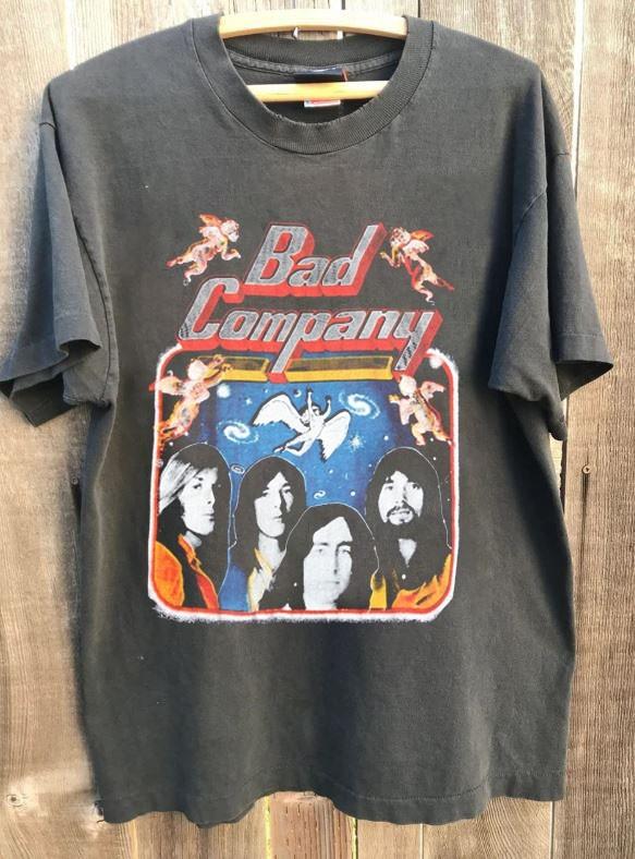 Vintage Bad Company Band Graphic Charcoal Short Sleeve Unisex T shirt KH18036 Unisex T-Shirt M