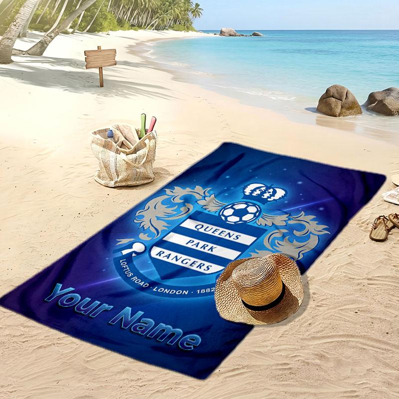 Queens Park Rangers FC Personalisiertes Bedrucktes Strandtuch Fußballlogo Unterstützung Benutzerdefinierter Name Text Saugfähiges Handtuch für Sport Reisen Besonderes Geschenk