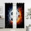 3D Colorful Football Ink Splashing Design Art Curtains, 2 Panels, Kids Room, Bedroom, Living Room, Balcony Decor