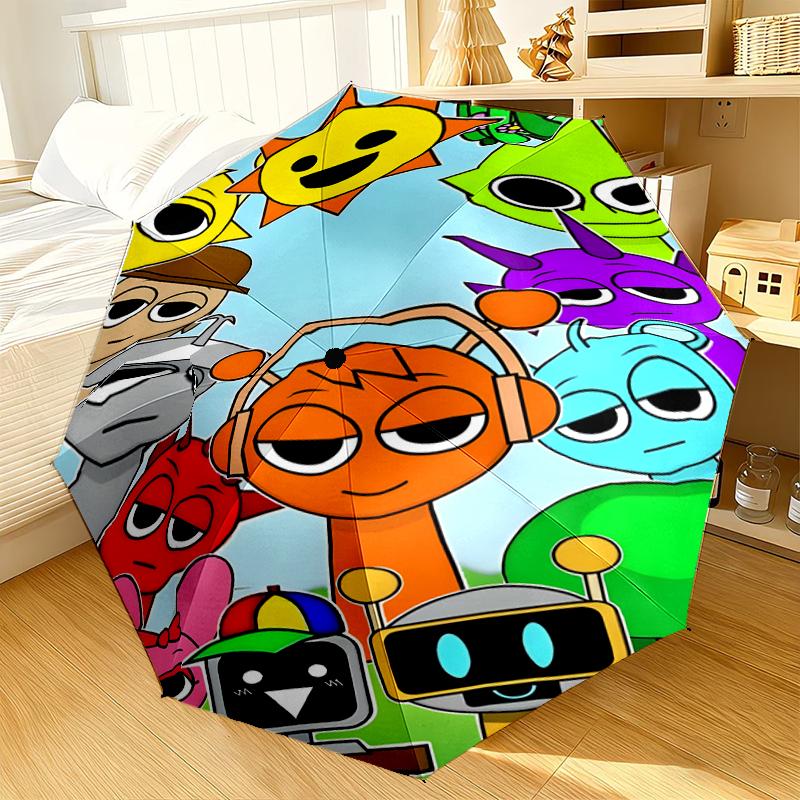 Colorful Sprun-ki Robot Party Umbrella 8-Frame for Travel, camping, Casual Lightweight Portable Umbrella, Essential for every family Holidays Gift