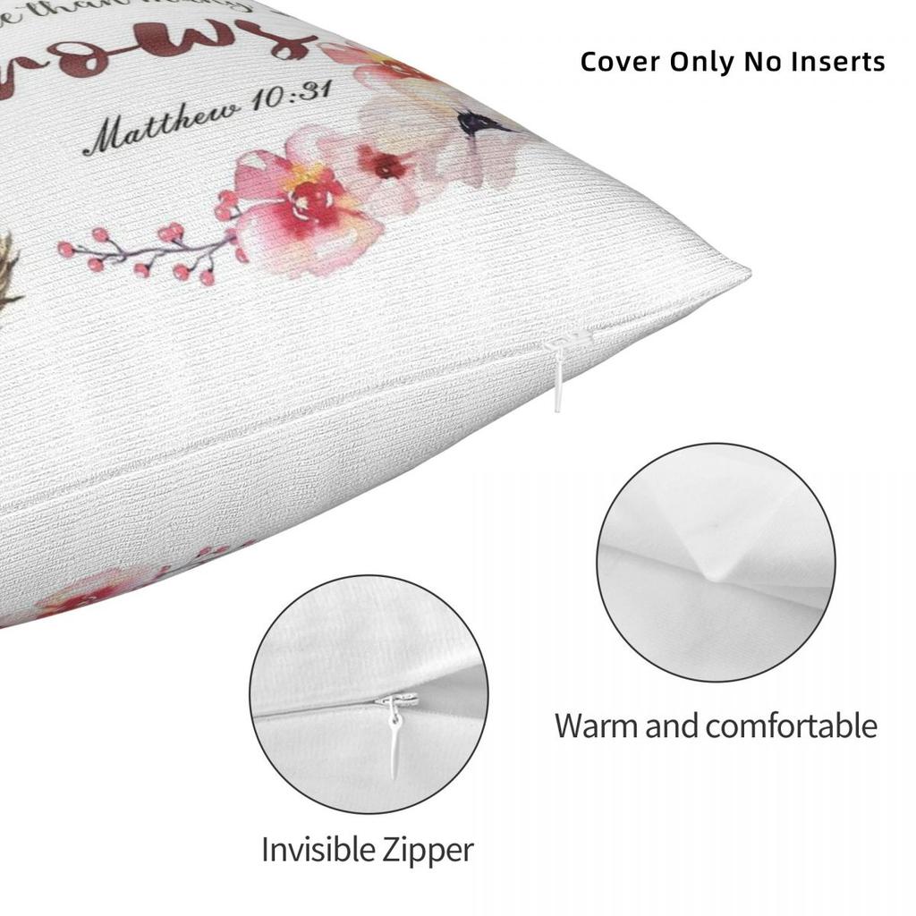 You Are Worth More Than Sparrows Square Pillowcase Polyester Linen Velvet Pattern Zip Pillow Case Sofa Seater Cushion Cover 18"