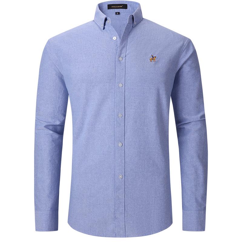 Men's European-Size Pure Cotton Oxford Long Sleeve Business Casual Shirt