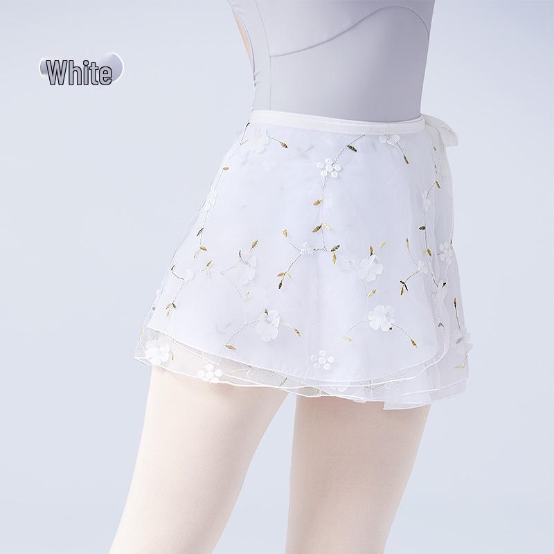 

Women s Embroidered Ballet Dance Skirt – Short, Puffy Summer Gauze Half Skirt M білий