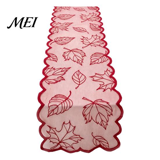Fall Harvest Table Decor Runner Decorations, Maples Leaves Lace Orange Thanksgiving Dining Runner, Autumn Decorations for Kitchen Party Translucent