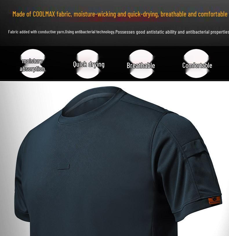 Camiseta Táctica de Manga Corta Transpirable de Secado Rápido Coolmax para Fitness y Entrenamiento al Aire Libre