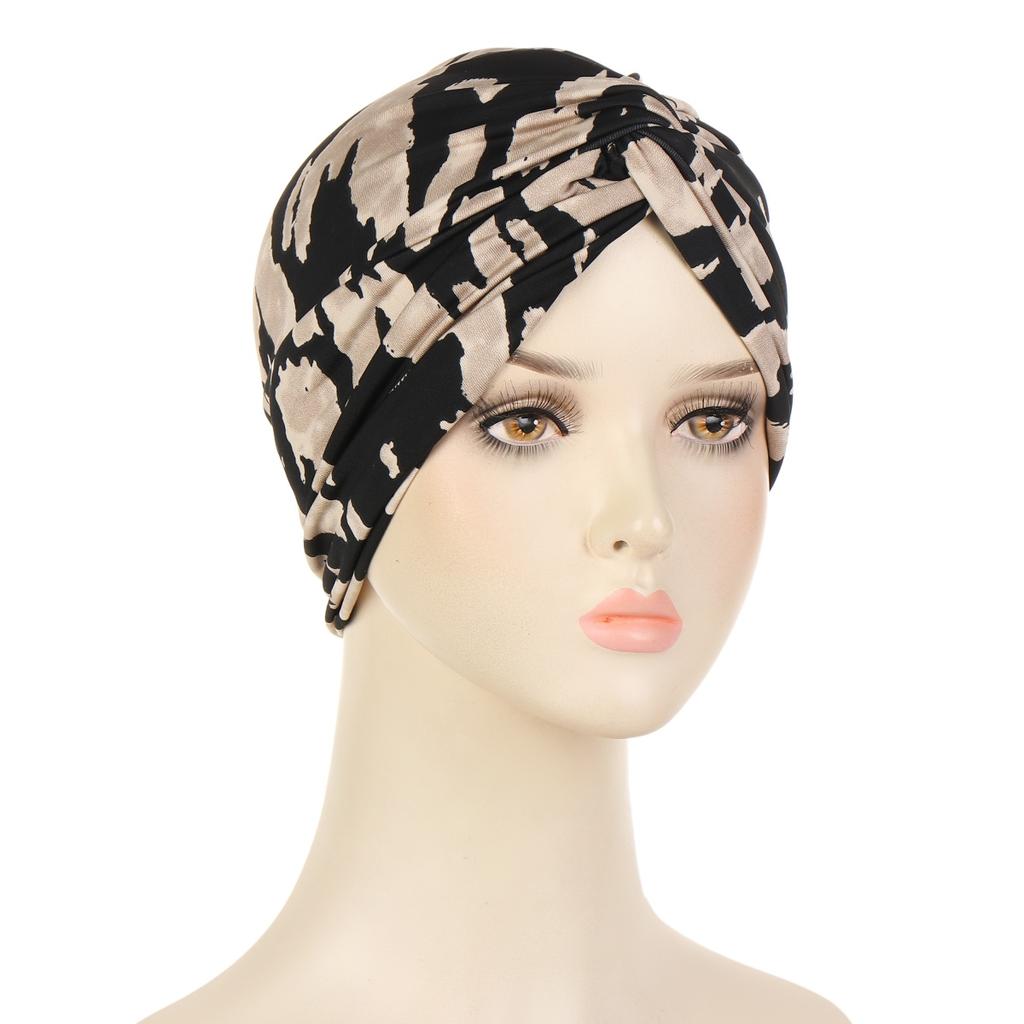 Soft Elastic Colorful Muslim Inner Hijabs Women Islamic Muslim Hijab Instant Turban Cap For Ladies Stripe Bohemia Print