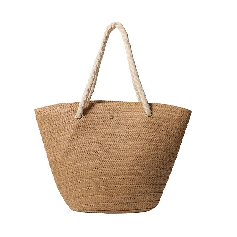 

Fashionable Urban Chic Large Woven Tote Bag For Women Ideal For Summer Travel And Outings Khaki