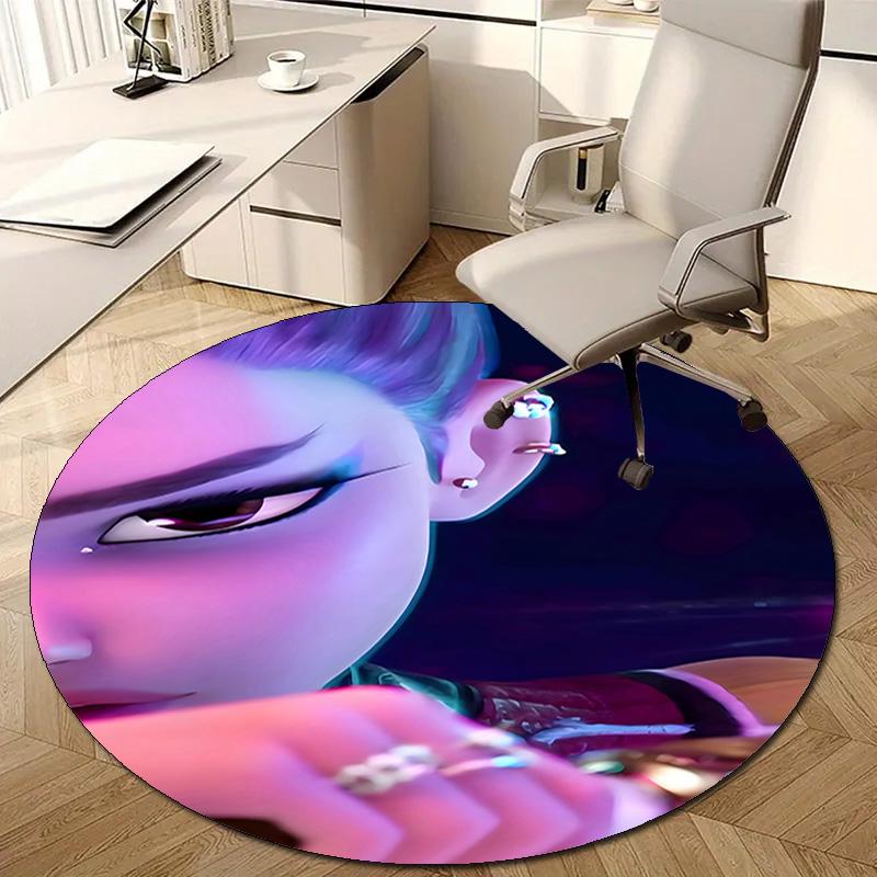 1pc KPop Demon Hunters RUMI1 Design Printed Area Round Carpet for Bedroom Living Room Home Decor Rugs Mat Non Slip Mat Rug for Bedside
