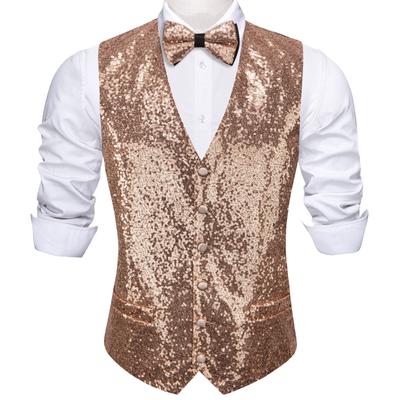 Mens Vest Waistcoat Bow Tie Hankerchief Cufflinks Jacquard Woven Silk Wedding Dating Party Set