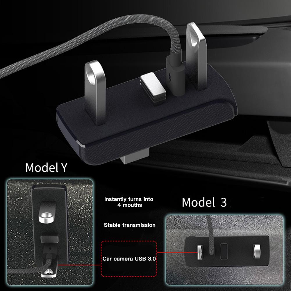 Car Glove Box Docking Station 4-in-1 USB Hub Ports Charger & Data Transfer for Tesla Model 3 Y 3+ Juniper Interior Accessories
