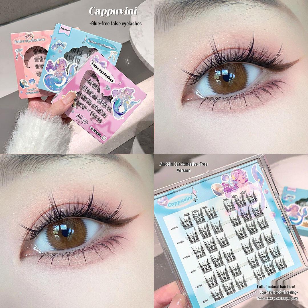 

Cappuvini Glue-Free Sunflower Wide Band False Eyelashes Travel Set - Lightweight Daily Beauty for Students and Parties.