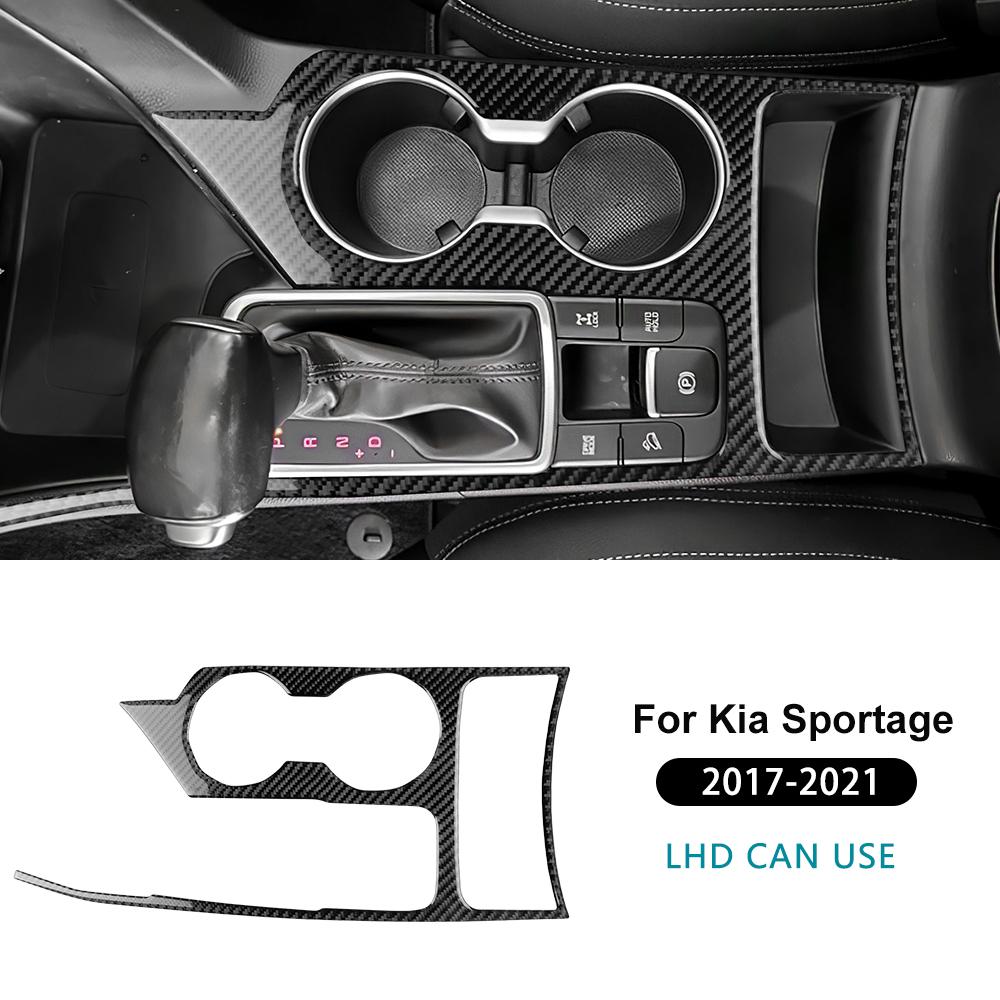 Real Soft Carbon Fiber Sticker For Kia Sportage 2017 2018 2019 2020 2025 LHD Car Gear Shift Water Cup Panel Interior Trim