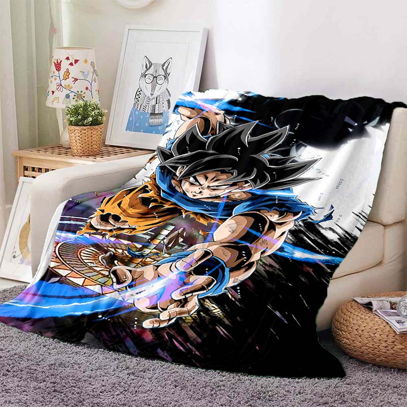 Dragon Ball Anime Print Blanket, Warm and Comfortable Flannel Blanket, Suitable for Bedrooms, Sofas, Beds, Chairs, Picnics, and