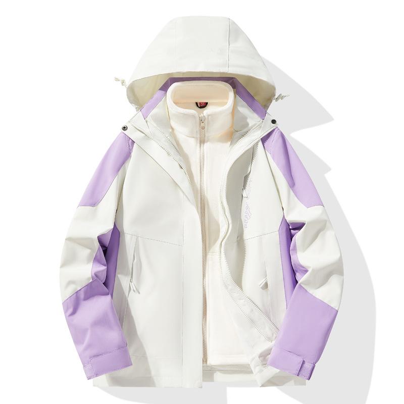 Outdoor Mountaineering Suit Jacket Three-in-one Detachable Wind-proof Waterproof Female Coat Couple Fleece Two-piece Suit