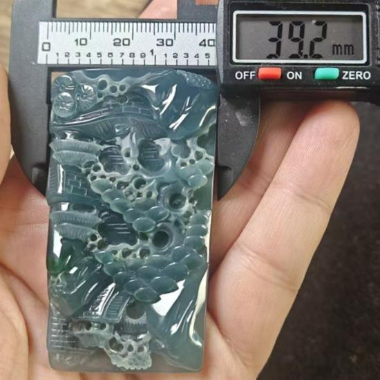 Landscape Jade Pendant: Formal Jadeite Carving for Men and Women