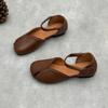 Johnature Retro Handmade Genuine Leather Sandals Hollow-out Soft Sole Round Toe Women's Shoes