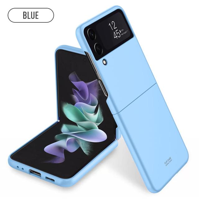 

Для Samsung Galaxy Z Flip 4 3 Zflip4 чехол Роскошный ультратонкий кожаный матовый складной противоударный защитный чехол для ПК Жесткая задняя крышка For Z Flip 4 синий