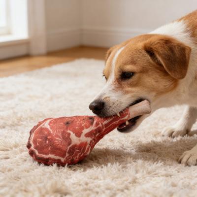 Tomahawk Steak Dog Chew Toy Bite Resistant Squeaky Stuffed Steak Universal Puppy Cat Teething Cleaning Interactive Toy Pet Supplies