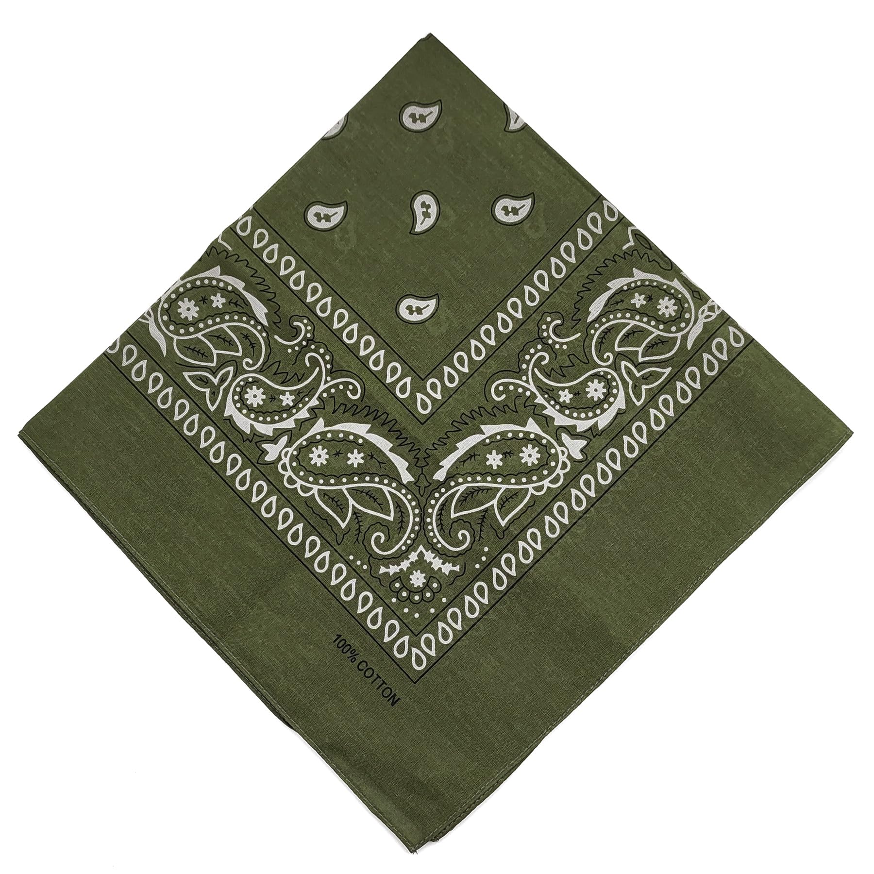 

kakatrend Bandana Paisley Green 100% Cotton Adults Do-rag 55cm x 55cm Braun оливковый