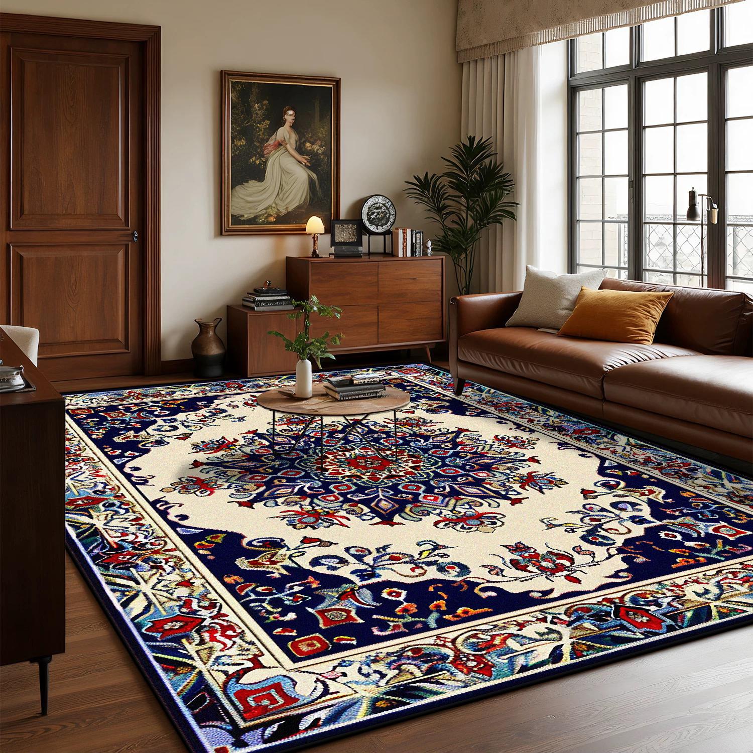 

Перські Розкішні Великі Килими для Вітальні Богемний Декор Дім Зона Дивана Легко Чистий Килим Спальня Гардеробна Нековзкий Килимок для Підлоги 3.9x5.9ft(120x180cm)