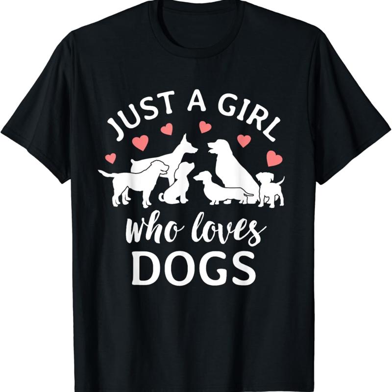 Just A Girl Who Loves Dogs Cute Dog Mom T Shirt - Men s Summer Cotton Graphic Tee S разноцветный