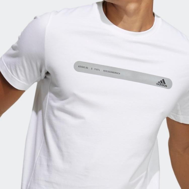adidas T Shirts Men's White Crew Neck Moderate Straight Fit GP1004
