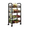 Rolling Storage Cart Layered Storage Shelves Multi Functional Movable Snack Vegetable Baskets Kitchen Shelves Black
