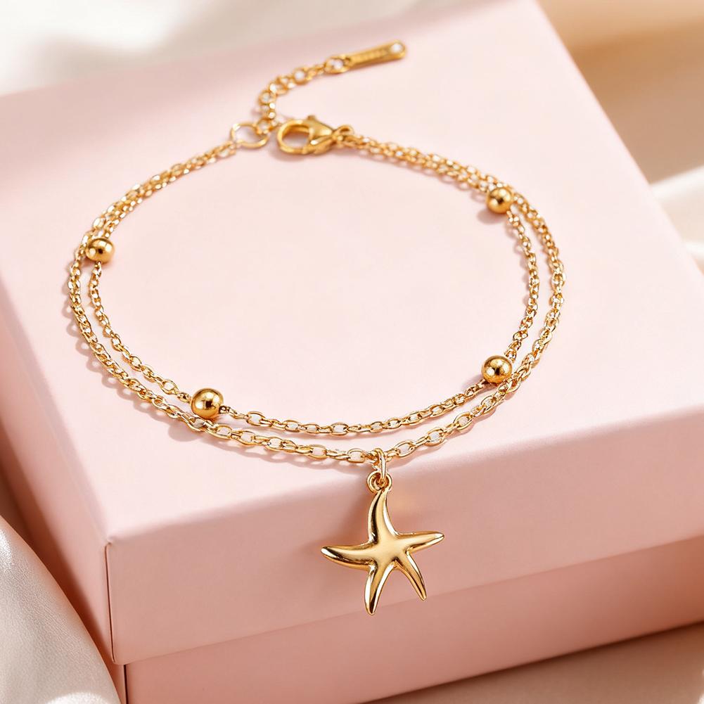 Cazador Sea Starfish Charm Women's Bracelet Stainless Steel Jewelry Double-layer Beads Chains Hand Bracelet Gift 2026 Wholesale