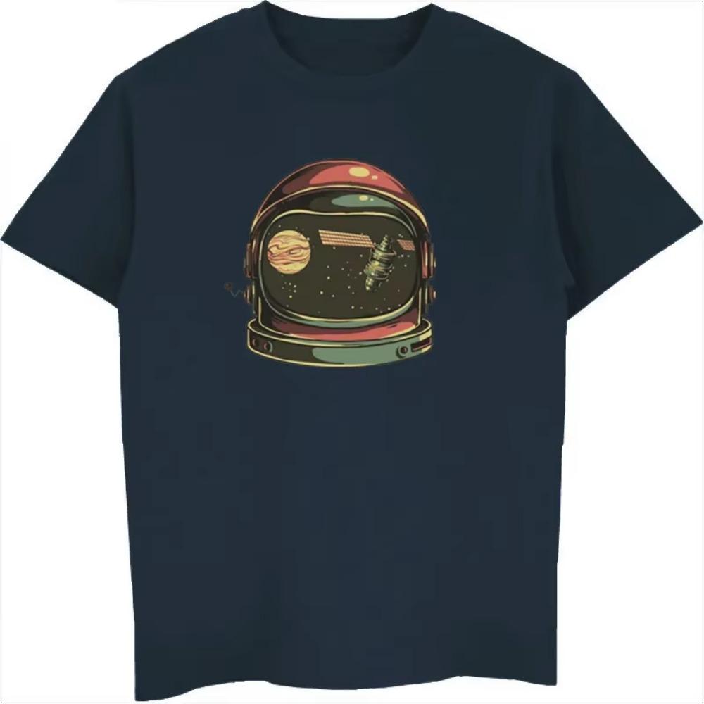 Retro-Stil Astronautenhelm T-Shirt Weltraum Cartoon Modische Astronauten T-Shirts T-Shirt Herrenbekleidung Übergroße Unisex-Oberteile