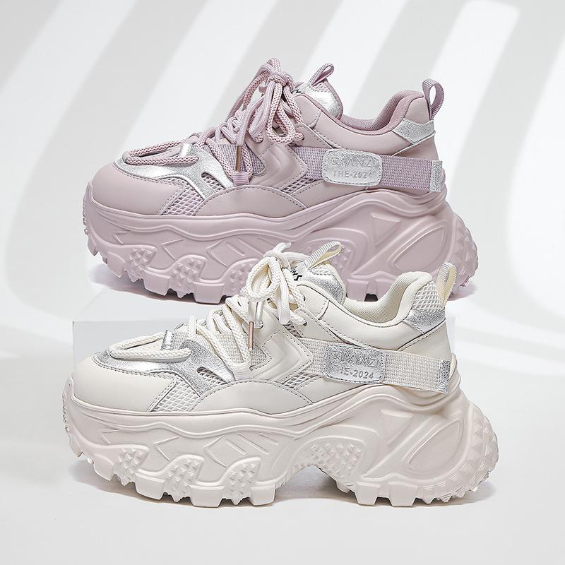 2025 spring new dad shoes women's popular platform heightening shoes fashionable retro sports shoes versatile casual women's shoes