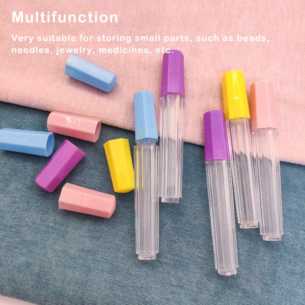 4 Pieces Needles Clear Container Pin Knitting Needle Storage Tubes Sealed Jewelry Bottle Embroidery Felting Accessories